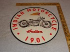 Vintage Since  1901 Indian Motorcycle 11 3 4  Porcelain Metal Gasoline Oil Sign 