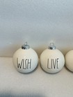 4 Rae Dunn By Magenta Ceramic Christmas Ornaments   Love  Live joy   Wish