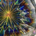 Vintage Ashtray Iridescent Art Glass Carnival Peacock Eye Starburst Rainbow Mcm