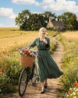Victorian Dress For Women Long Sleeve 1800s Edwardian Dress Ruffle Maxi Medie   