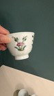 Chinese Famille Rose Porcelain Tea Cups Set Of 5 Hand Painted Floral Vintage