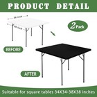 2 Pack Square Fitted Tablecloth For 36 X 36 Inches 36 x36   pack Of 2  Black