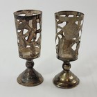 Vintage Taxco Sterling Silver Pair Open Work Shot Cordial Missing Glasses 3 25 
