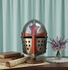 Medieval Crusader Knight Helmet     Steel Armor With Red Cross  Cosplay Prop