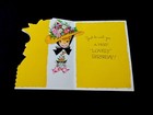 1 Vtg Unused Eve Rockwell Birthday Greeting Card Cute Girl   Kitten In Fancy     