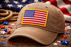 American Flag Patch Embroidered Iron-on Gold Border Usa Us United States Quality