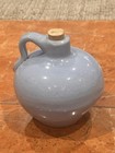 Uhl Pottery Whiskey Ball Globe Jug 510 Light Blue Unique Salt Glaze Drips 4  Eu