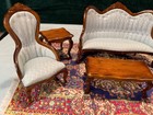 Vintage Lot Of Victorian Living Room  7 Piece Set  Dollhouse Furniture W boxes