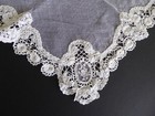 Vintage 1900 s Battenberg Tape Lace Flower Net Wedding Bridal Handkerchief