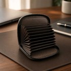 Accordion Card Holder Wallet Zip Around Leather Coin Purse Mini Clutch Organizer