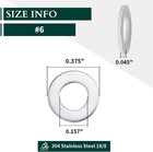  6 Stainless Steel Flat Washer  0 16  Id  0 39  Od   304 Stainless Steel 18-8  B