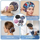 4-pack Double-layer Waterproof Shower Caps For Women With 2 Satin Scrunchi