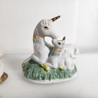 Vintage Lot Of 2 Porcelain Unicorns Mother   Baby Figurine Rainbows 1980   s