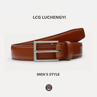 Mens Genuine Leather Dress Belt Classic Casual Belt With Single Prong Buckle For
