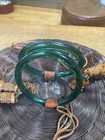 Antique Chinese Sewing Basket 10  Wicker Peking Glass Rings Beads Tassels Coins
