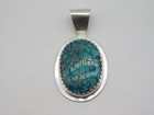 Native American Navajo Indian Sylvia Chee Sterling Silver Turquoise Pendant
