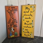 Vintage 1970 s Hand Painted Wood Wall Plaque Retro Decor Funny Sayings 