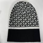 Michael Kors Mk Signature Knit Black   White Hat And Scarf Set One Size