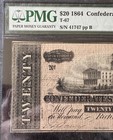 1864 Confederate States Of America  20 Civil War Era Pmg Graded 25 Very Fine