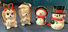2- Pr  Vintage Christmas Salt   Pepper Shakers  Lefton Puppies  Hallmark Snowmen