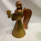 Vintage Metal Angel Candle Holder Sculpture Brass Copper Tone Art Decor
