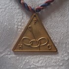 Gold Tone Triangular Fraternal Medal Pendant Necklace Braided Cord Fhc flt 1963