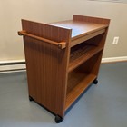 Mid Century Danish Modern Teak Rolling Bar Cart Vintage Danish Bar Trolley