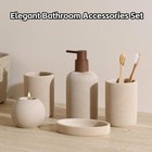 Wuuahome Bathroom Accessories Set  5 Pcs Sandstone Look Stripe Modern Bath Organ