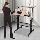 Rolling Laptop Desk Adjustable Height Computer Table Stand Up Office Workstation