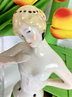 Porcelain Half Doll Pin Cushion Top 3  Tall Vintage Germany