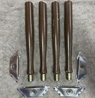 Vintage Mid Century Mcm Table Legs - 13 1 4 Inch - Wood   Brass - Set Of 4