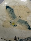 Hand Painted Sand Dollar  Beach Ocean Seagull Scene Vintage