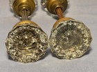 2 Antq Victorian 12-point Glass Clear Door Knob Sets Brass Shank Spindle C1900