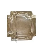 Vtg Heavy Square Clear Glass Ashtray Art Deco Style