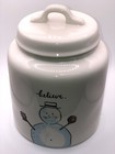 Rae Dunn Christmas Believe Canister With Snowman White Ceramic  202 By Magenta
