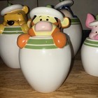 Rare  Set Of 4  Winnie The Pooh Peek A Boo Canister cookie Jars Set Original Box