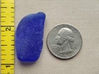 Genuine Beach Sea Glass Surf Tumbled Cobalt Blue Long Shape Frosted Pendant V01