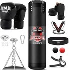4ft Heavy Punching Bag Set With 12 Oz Gloves - Mma Kickboxing Training At Home