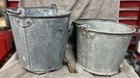 Vintage Galvanized Cow Calf Feeder Feeding Bucket Farm Pail - Nipple - Lot Of 2