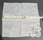 Vintage Wedding Hanky Lace Corner White On White Cotton Handkerchief - 11 x 11 