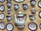 Antique Victorian Hand-painted German Porcelain Child s Tea Set Original Box