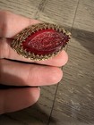 Antique 1920s   30s Czech Bohemian Red Glass Eye Brooch