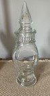 Vintage 1970 s Wheaton Glass Apothecary Drug Store Jar 10    With Finial Lid