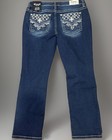 Miss Me Lotus Dark Blue Bootcut Jeans W embellished Pockets Y2k 36 22 Nwt