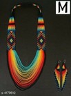 Huichol Indian Beaded Flower Necklace   Earrings Handmade Mexican Folk Art Boho