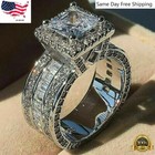 Gorgeous Cubic Zircon 925 Silver Plated Ring Charm Women Wedding Jewelry Sz 5-11
