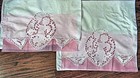 Pair Vintage Pillowcases King Figural  Lace Angel Whitework Embroidery