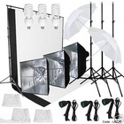 Lighting Muslin Backdrop Stand Studio Kit Photography Backdrop 3 Light Bulb
