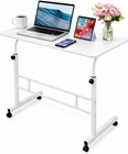 Rolling Laptop Table Height Adjustable Stand Up Desk Bedside Computer Bed Table