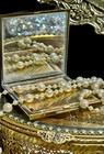 Vtg 1950s Elgin Sky Blue Rhinestones Powder Gold Tone Makeup Compact Case Rare